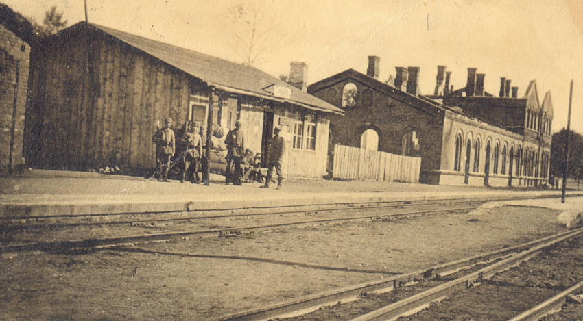 Tukuma dzelzceļa stacija Pirmā pasaules kara laikā. Foto no Latvijas Kara muzeja krājuma