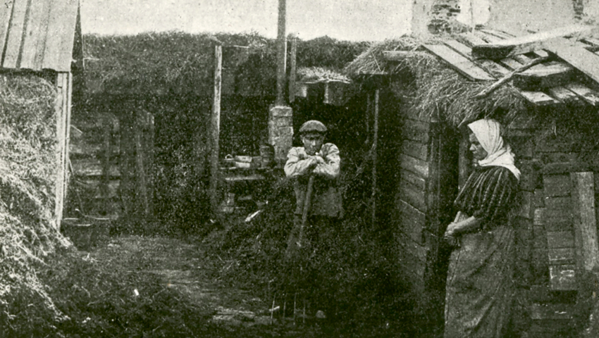 Apdzīvotās tranšejas Olainē. 1920. gads. Foto no Latvijas Kara muzeja krājuma