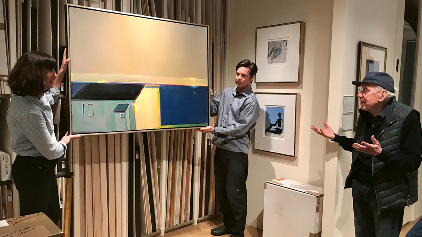 Pītera Mendenhala galerijā Losandželosā, kur eksponētas Raimonda Staprāna gleznas