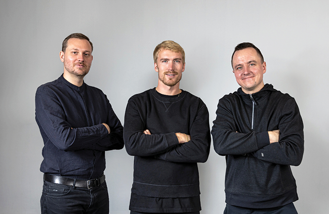Trace Space līdzdibinātāji Mikus Krams, Jānis Vāvere un Kārlis Broders. Foto no uzņēmuma arhīva