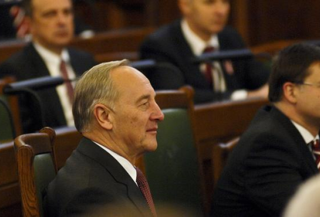 Valsts prezidents Andris Bērziņš Saeimā. Foto: Gints Ivuškāns, F64