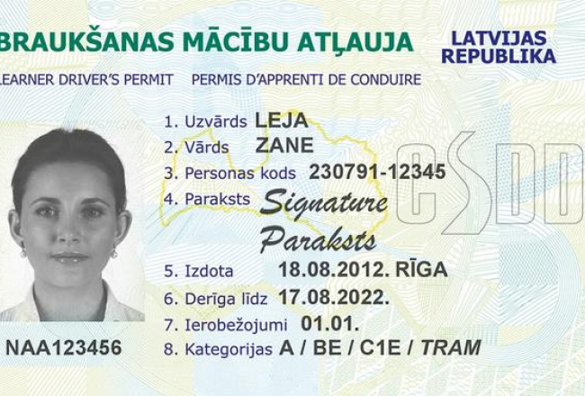 Jaunā parauga autovadītāja apliecība. Publicitātes foto