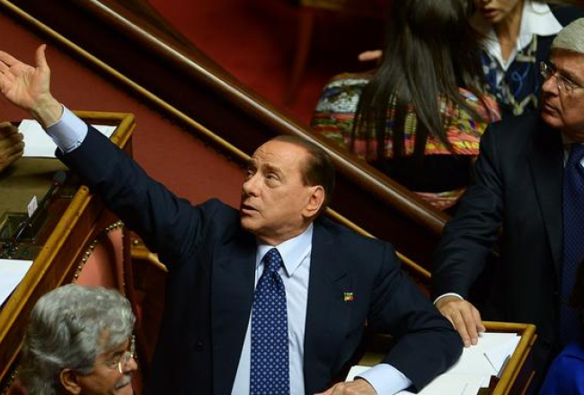 Silvio Berluskoni Senātā. Foto: AFP/LETA