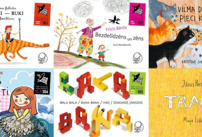 Izdevniecības "Liels un mazs" jaunās bērnu dzejoļu sērijas Bikibuks pirmo sešu grāmatu vāki. Publicitātes foto
