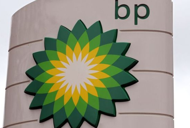 Energouzņēmuma BP logo. Foto: AFP/LETA