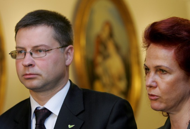 "Vienotības" līderi Valdis Dombrovskis un Solvita Āboltiņa. Foto: Raitis Plauks, F64