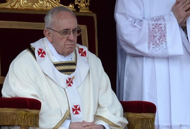 Pāvests Francisks inaugurācijas ceremonijā. Foto: AFP/LETA