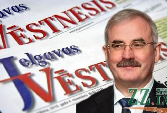 Jelgavas domes priekšsēdis Andris Rāviņš un pašvaldības izdevums "Jelgavas Vēstnesis". Fotokolāža no "Zemgales Ziņām".
