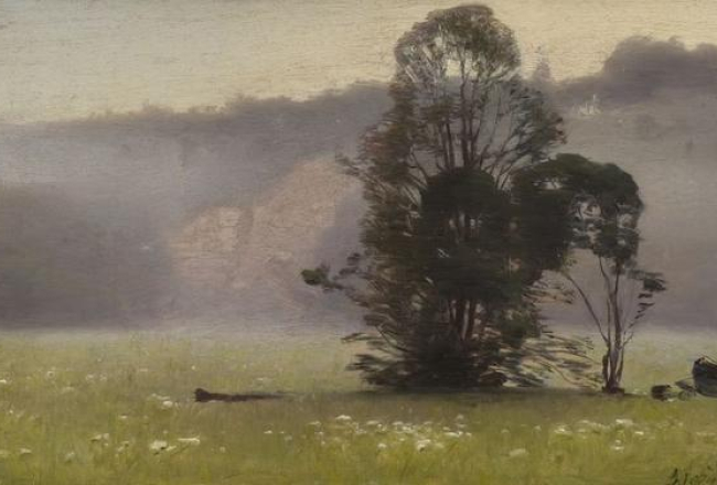 Jūlijs Feders. Rīta migla Koknesē. Foto - Normunds Brasliņš