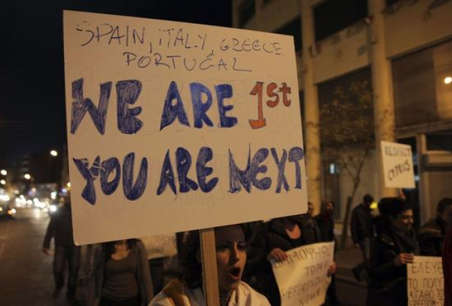 Kipras protestētāji. Foto: AFP/LETA