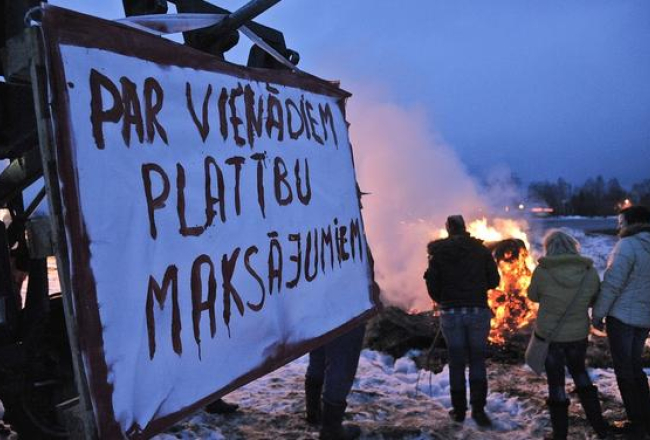 Lauksaimnieku protesta akcijā šogad februārī. Foto: Gints Ivuškāns, F64