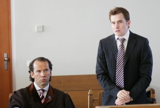 Anrijs Lembergs (L) un advokāts Aivo Leimanis (K) tiesas sēdē. Autors: Mārtiņš Zilgalvis, F64