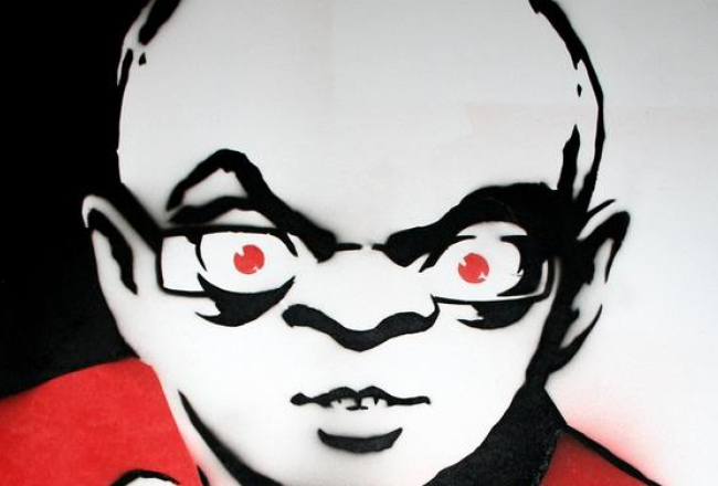 Mākslinieka Vilņa Bulava zīmētā karikatūra "Tu esi gatavs reformām?". Foto: Dāvis Gūtmanis, LETA