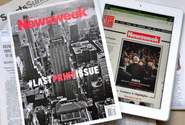 Pagājušā gada decembrī iznāca pēdējais žurnāla "Newsweek" papīra izdevums. Foto: EPA/LETA