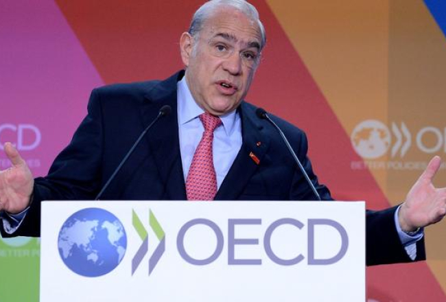 OECD ģenerālsekretārs Hosē Gurija. Foto: EPA/LETA