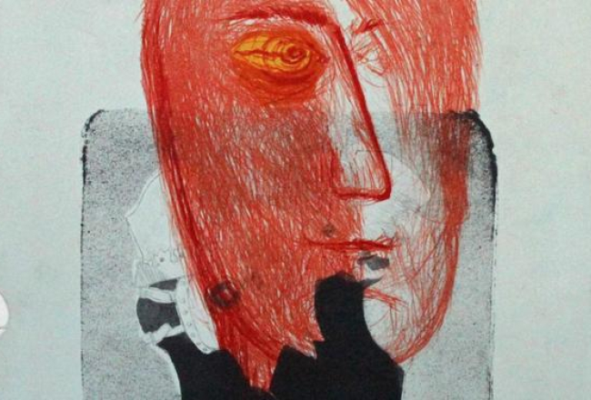 Mākslinieces Lāsmas Pujātes darbs no izstādes "Piedrukas"