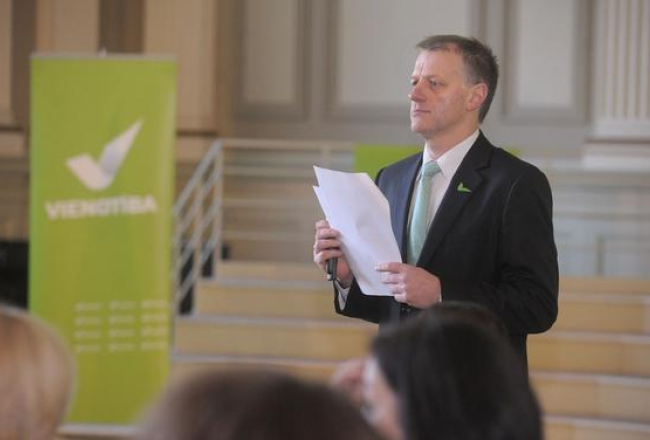 Olafs Pulks "Vienotības" Rīgas nodaļas sanāksmē. Foto: Evija Trifanova, LETA