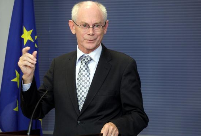 ES prezidents Hermanis van Rompejs. Foto: Ieva Čīka, LETA