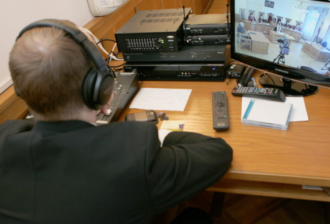 Notiek Satversmes tiesas sēdes ieraksts. Foto: Raitis Plauks, F64