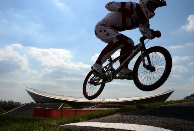 Māris Štrombergs trasē. Foto: AFP/LETA