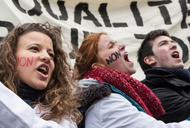 Studenti protestā Briselē. Foto: EPA/LETA