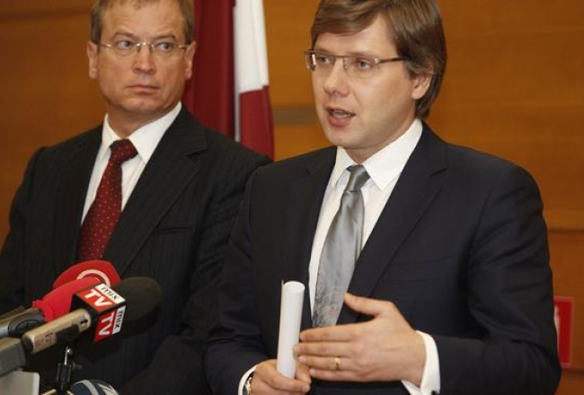 Andris Ameriks (no kreisās) un Nils Ušakovs. Foto: Nora Krevneva, F64