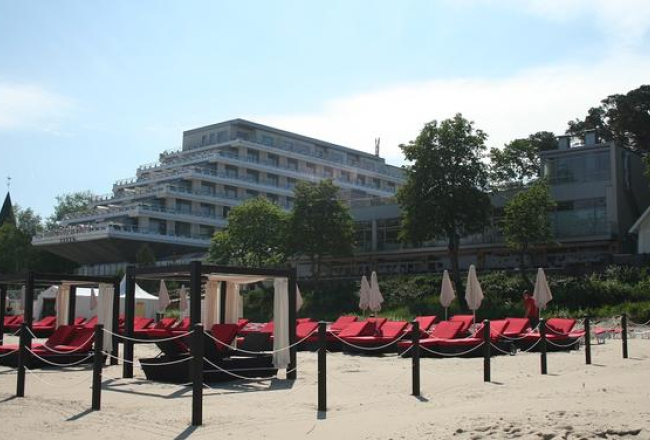 Viesnīcas „Baltic Beach Hotel" ierobežotā pludmales zona. Foto: Lāsma Gaile