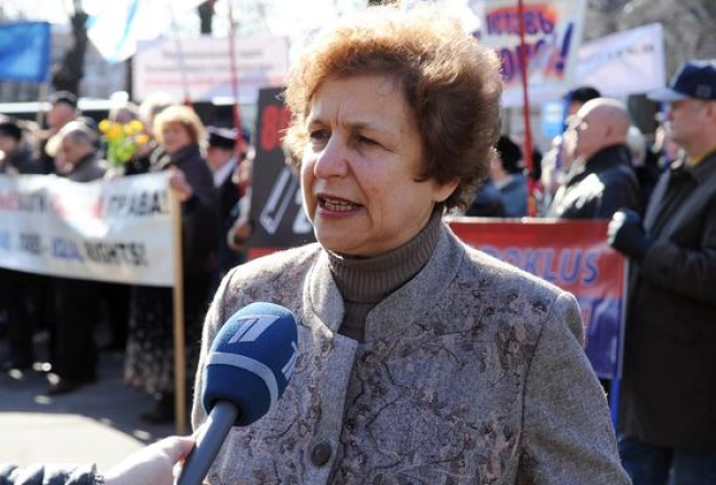 Eiroparlamentāriete un Krievu savienības līdere Tatjana Ždanoka. Foto: Edijs Pālens, LETA