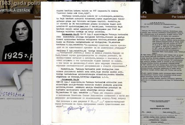 Fragments no Lidijas Doroņinas-Lasmanes lietas.1983.gada 7.-15. janvāris. Ekrānattēls no virtuālās izstādes par 1983.gada politiskajām lietām.