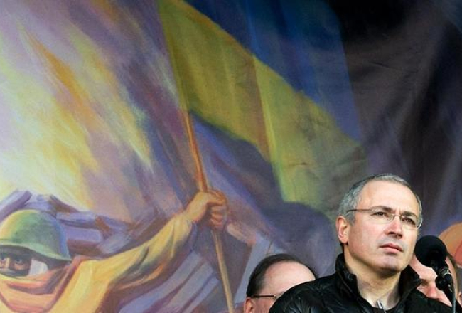 Mihails Hodorkovskis uzstājas Kijevas Maidanā. Foto: AFP/LETA