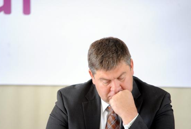 Partijas "Vienoti Latvijai" saraksta līderis ekspremjers Aigars Kalvītis piedalās partijas "Vienoti Latvijai" rīkotajā preses konferencē par kandidēšanu 12.Saeimas vēlēšanās. Foto: Edijs Pālens, LETA
