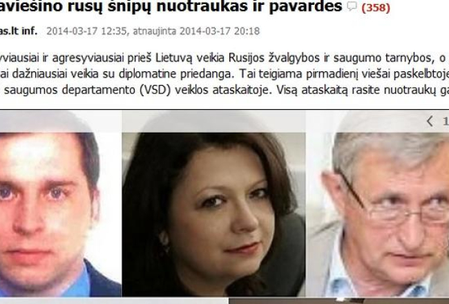 Lietuvas drošības dienestu ziņojumā atklātie Krievijas spiegi. Ekrānšāviņš no lrytas.lt