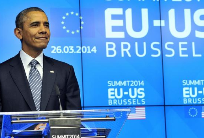 ASV prezidents Baraks Obama Briselē. Foto: AFP/LETA