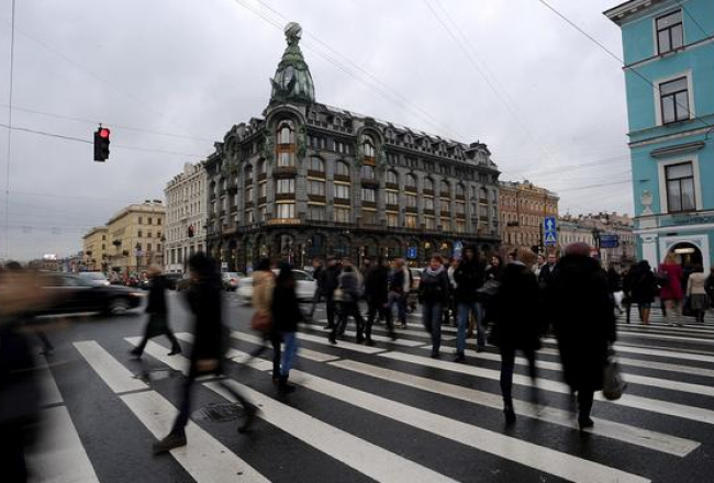 Nams Sanktpēterburgā, kur atrodas sociālā tīkla "VKontakte" centrālais birojs. Foto: EPA/LETA