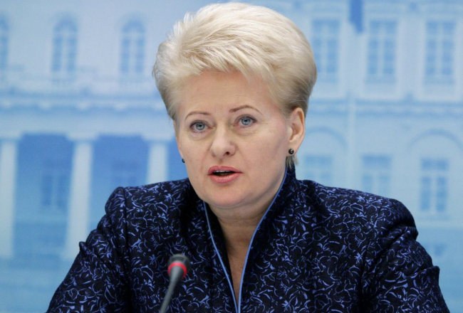 Lietuvas prezidente Daļa Grībauskaite Krieviju nosauca par "teroristisku valsti". Foto: AFP/LETA