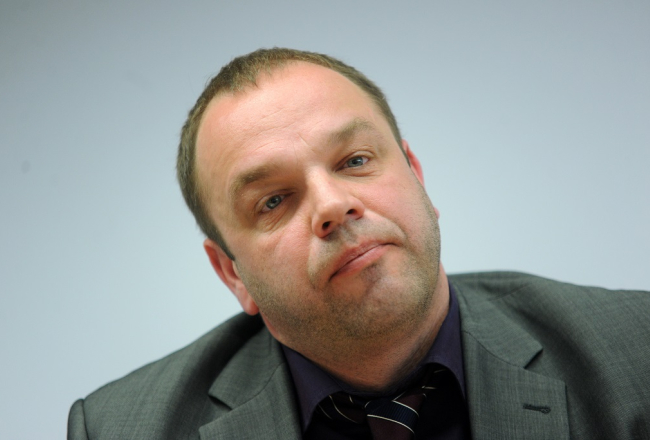 Valsts policijas Galvenās Kriminālpolicijas pārvaldes Ekonomisko noziegumu apkarošanas pārvaldes priekšnieks Gatis Gudermanis. Foto: Evija Trifanova, LETA