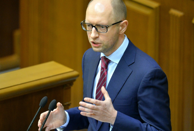 Ukrainas valdības vadītājs Arsēnijs Jaceņuks. Foto: AFP/LETA