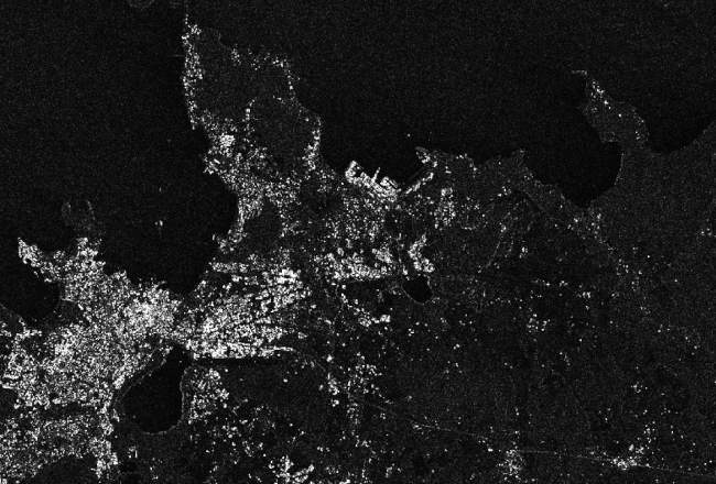 EKA mākslīgā zemes pavadoņa „Sentinel-1” satelītattēls, kurā redzama Tallina. Apstrādājis Kaupo Vormansiks, Tartu Observatorija