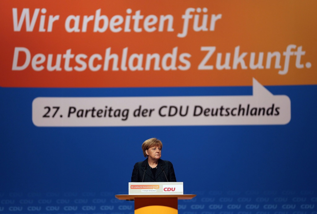 Angela Merkele partijas kongresā. Foto: EPA/LETA