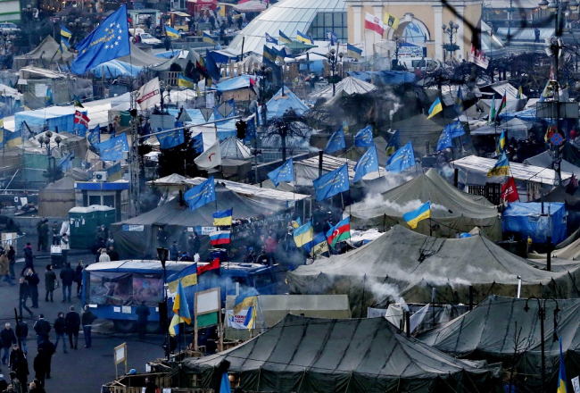 Kijevas Neatkarības laukums šogad marta sākumā Eiromaidana laikā. Foto: ITAR-TASS/LETA