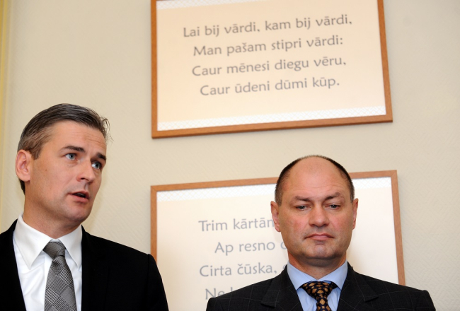 Mārtiņš Bondars (no kreisās) un Dainis Liepiņš. Foto: Edijs Pālens, LETA