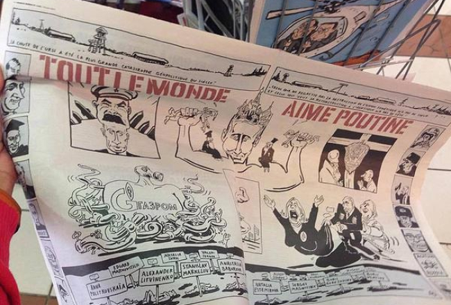 "Charlie Hebdo" atvērums, kas veltīts Vladimiram Putinam. Foto no "sobinews"