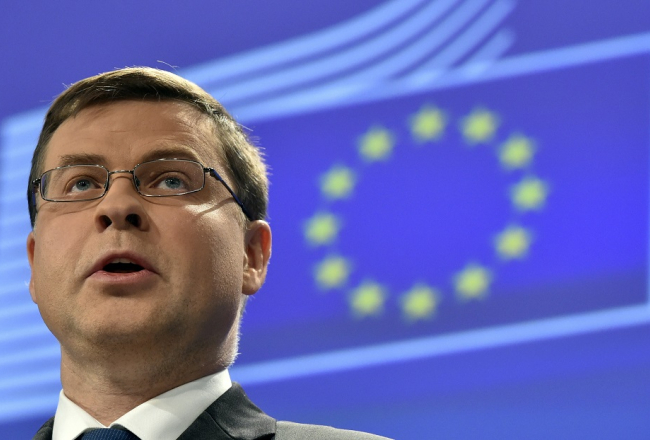 EK viceprezidents Valdis Dombrovskis. Foto: AFP/LETA