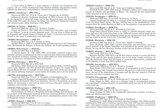 Fragments no izdevuma "Minor Planet Circulars".