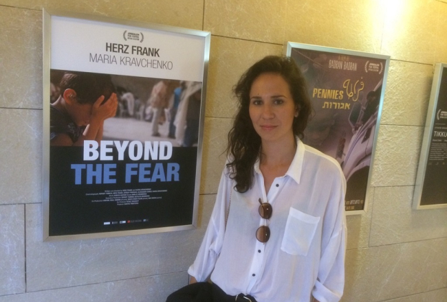 Filmas "Baiļu robeža" līdzrežisore Marija Kravčenko Jeruzalemes kinofestivālā. Foto: Guntis Trekteris