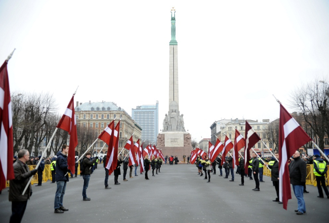 Leģionāru piemiņas gāgiens 16.martā. Foto: Edijs Pālens, LETA