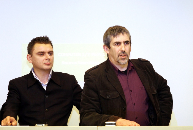 Jevgēņijs Osipovs (no kreisās) kopā ar Vladimiru Lindermanu. Foto: F64