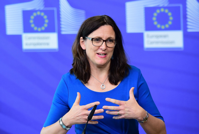 ES tirdzniecības komisāre Sesīlija Malmstrēma. Foto: AFP/LETA