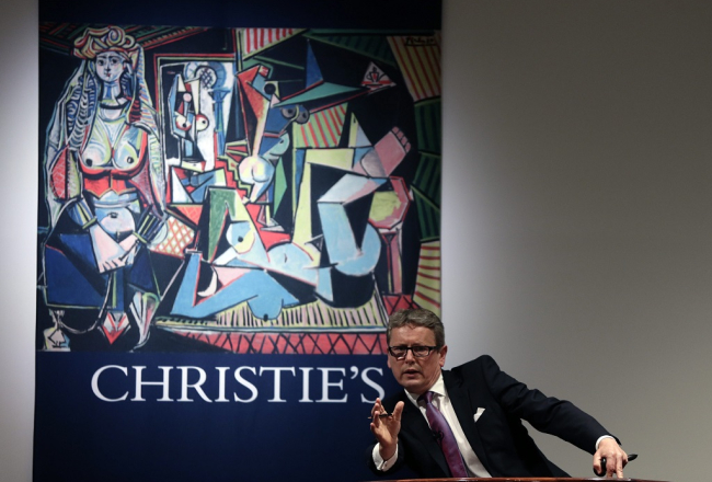Pablo Pikaso glezna "Alžīras sievietes ("O" versija)" pirmdien Ņujorkā izsoļu namā "Christie's". Foto: EPA/LETA
