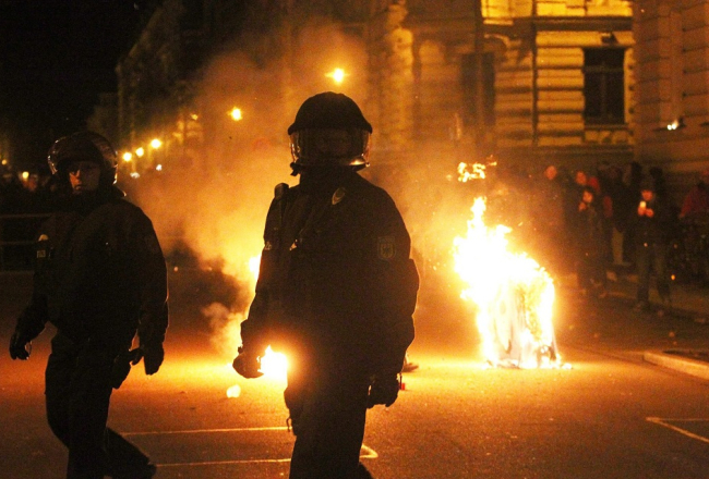 Leipciga Vācijā. Antifašistu demonstrācijā. Foto: AFP/LETA